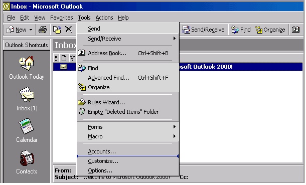 Outlook 2000 check settings - 1
