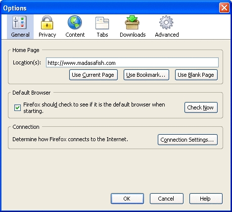 configure how firefox connects to the internet