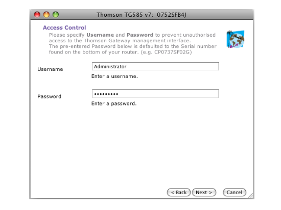 Choose a Username and Password for your Router.